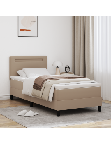 Letto a molle Cappuccino 90 x 200 cm Pelle sintetica