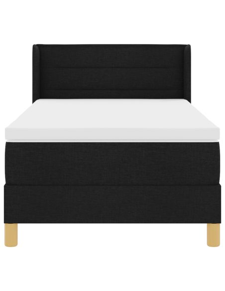 Letto a molle con testiera Nero e Bianco 90 x 190 cm Tessuto