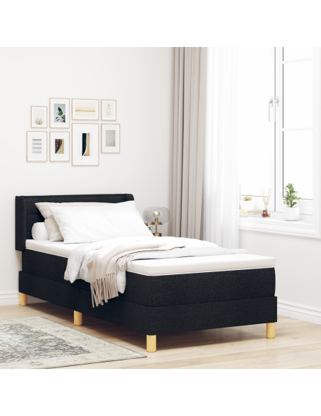 Letto a molle con testiera Nero e Bianco 90 x 190 cm Tessuto