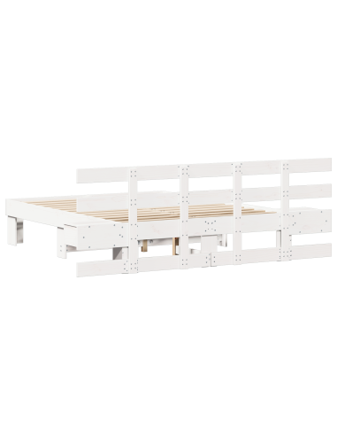 Struttura del letto Bianco 140 x 190 cm Pino massello