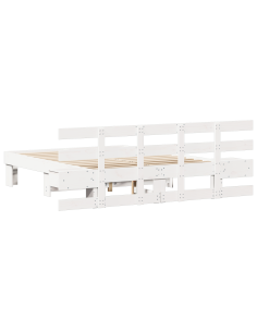 Struttura del letto Bianco 135 x 190 cm Pino massello