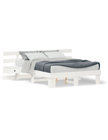Struttura del letto Bianco 140 x 190 cm Pino massello