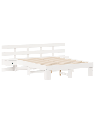 Struttura del letto Bianco 135 x 190 cm Pino massello