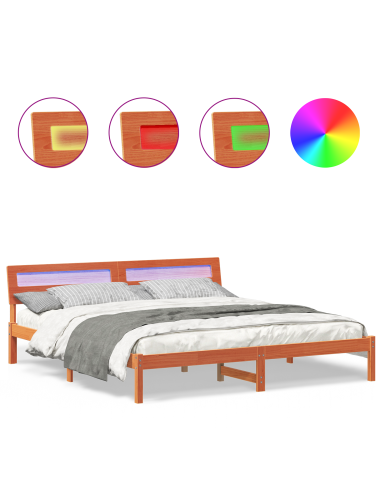 Struttura del letto Marrone 200 x 200 cm Pino massello