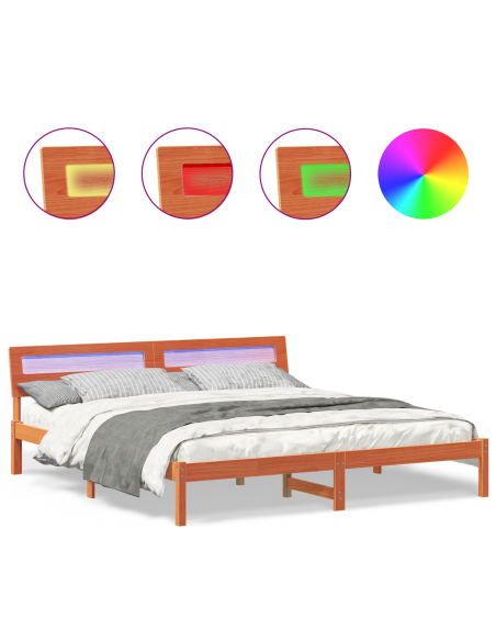 Struttura del letto Marrone 200 x 200 cm Pino massello