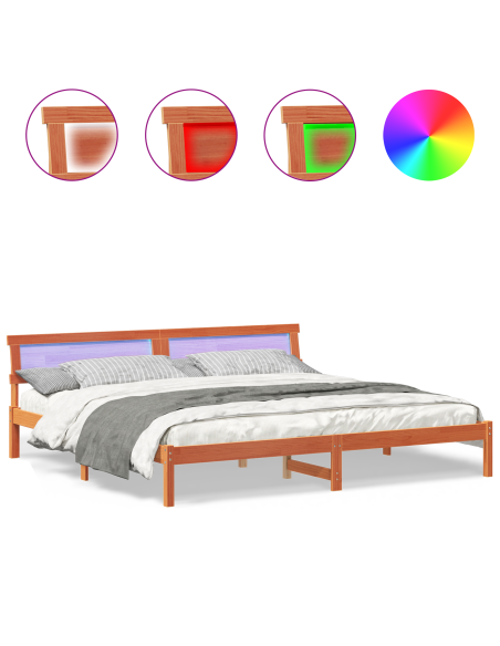 Struttura del letto Marrone cerato 200 x 200 cm Pino massello