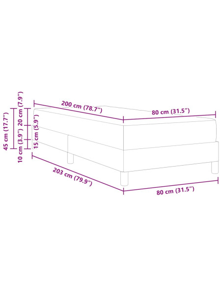 Letto box spring con materasso Nero 80 x 200 cm Velluto