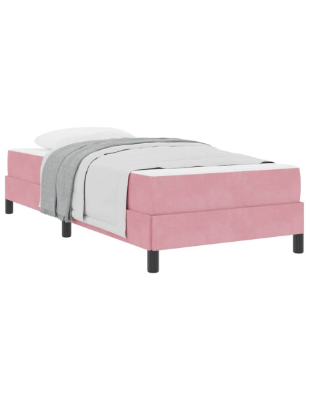 Letto box spring con materasso Rosa 100 x 200 cm Velluto