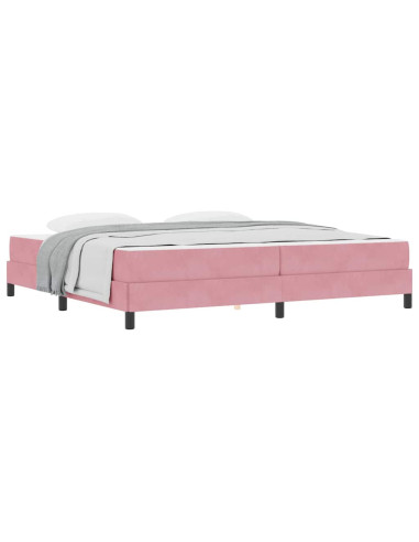Letto a molle con materasso Rosa 200 x 200 cm Tessuto