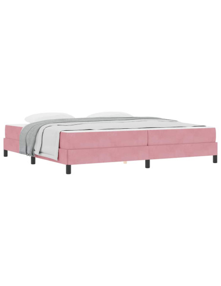 Letto box spring con materasso Rosa 200 x 200 cm Velluto