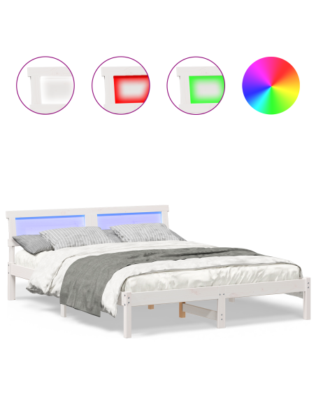 Struttura del letto Bianco 140 x 200 cm Pino massello