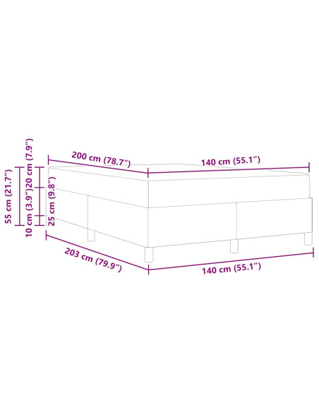 Struttura del letto con materasso Bianco 140 x 200 cm Tessuto