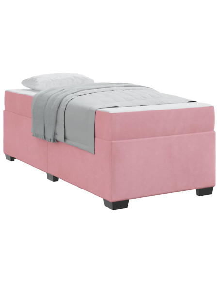 Struttura del letto con materasso Rosa 100 x 200 cm Tessuto