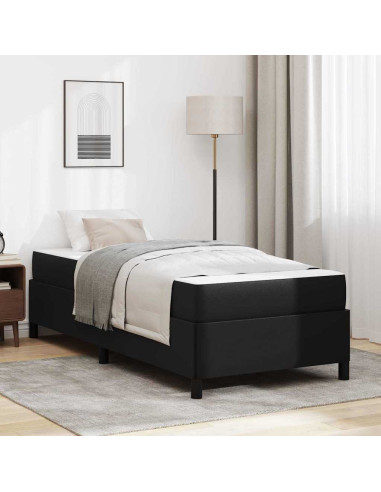 Struttura del letto con materasso Nero 90 x 190 cm Tessuto