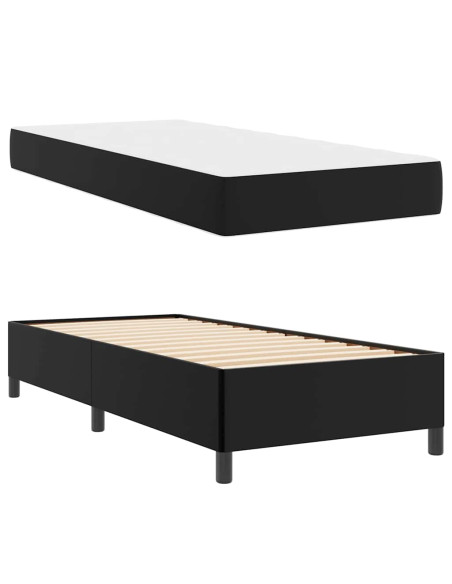 Struttura letto con materasso Nero 90 x 190 cm Pelle sintetica