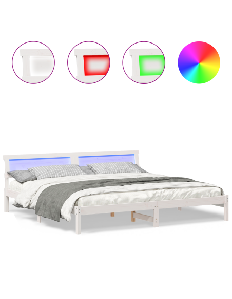 Struttura del letto Bianco 180 x 200 cm Pino massello