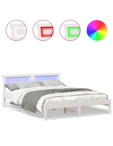 Struttura del letto Bianco 160 x 200 cm Pino massello