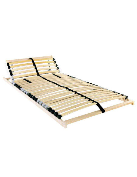 Base a doghe con testiera Marrone 90 x 190 cm Legno
