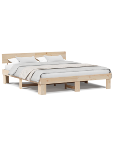 Struttura del letto Marrone 200 x 200 cm Pino massello 2