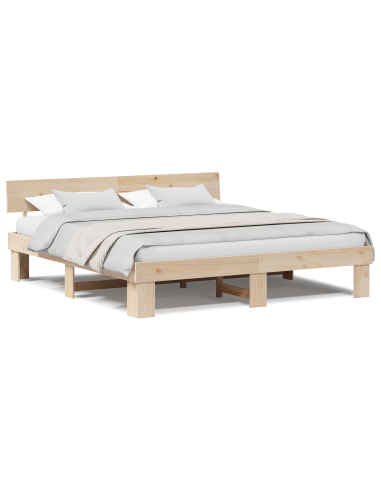 Struttura del letto Marrone 200 x 200 cm Pino massello