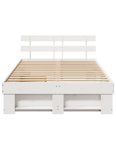 Struttura del letto Bianco 140 x 190 cm Pino massello 2