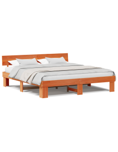 Struttura del letto Marrone cerato 200 x 200 cm Pino massello 2