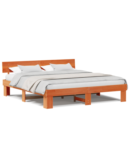 Struttura del letto con testiera Cera marrone 200 x 200 cm