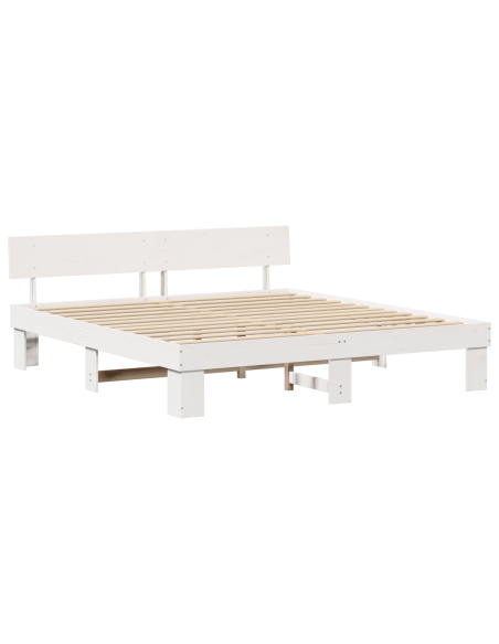 Struttura del letto con testiera Bianco 200 x 200 cm Legno