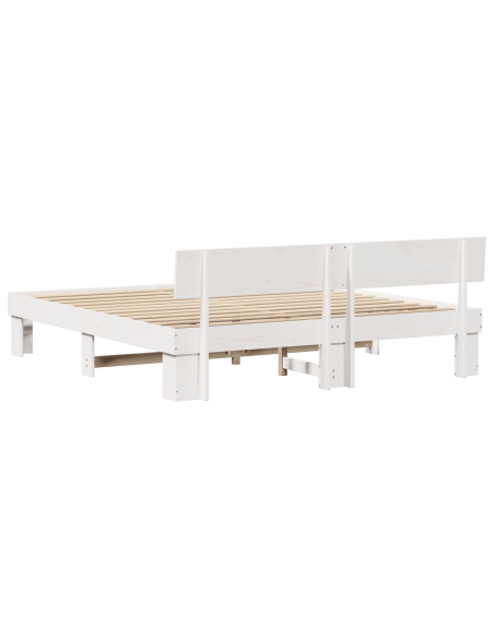 Struttura del letto con testiera Bianco 200 x 200 cm Legno
