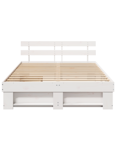 Struttura del letto Bianco 160 x 200 cm Pino massello 2