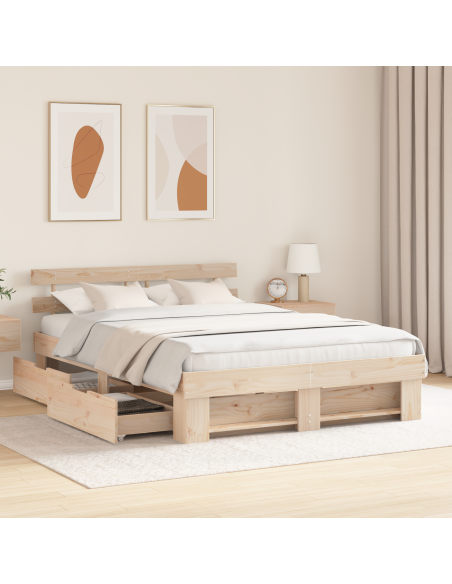 Struttura del letto Marrone 150 x 200 cm Legno di pino massello