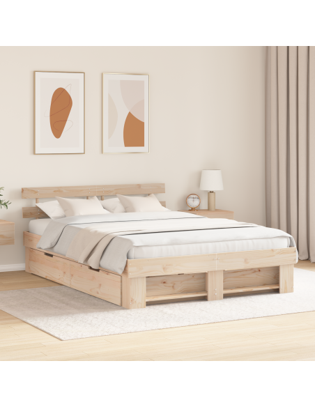 Struttura del letto Marrone 140 x 200 cm Legno di pino massello