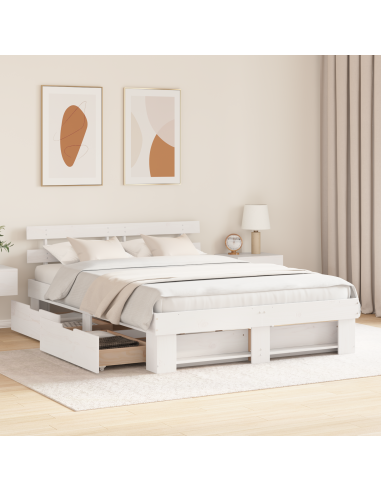 Struttura del letto Bianco 150 x 200 cm Pino massello