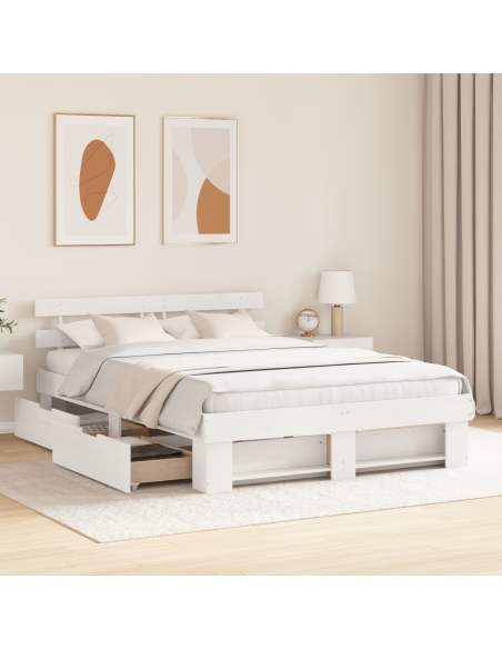 Struttura del letto Bianco 150 x 200 cm Pino massello