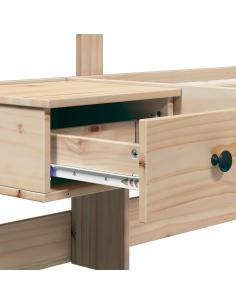 Struttura del letto Marrone 200 x 200 cm Pino massello 2