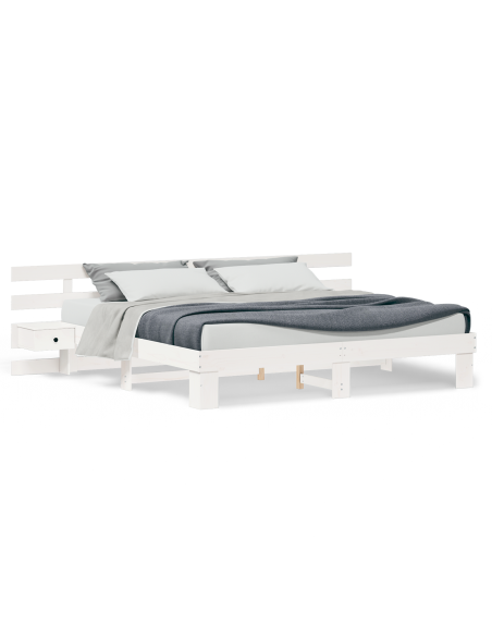 Struttura del letto con cassetto Bianco 200 x 200 cm legno