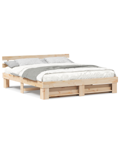 Struttura del letto Marrone 200 x 200 cm Pino massello 2