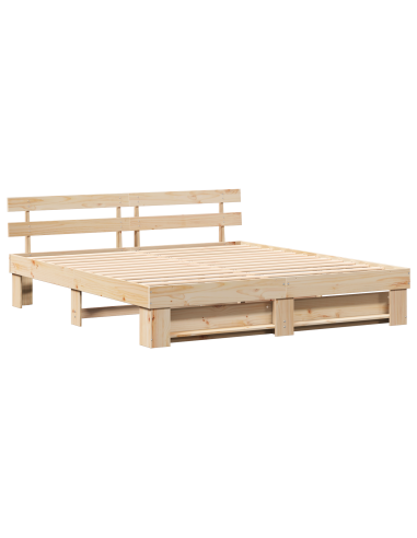 Struttura del letto Marrone 200 x 200 cm Pino massello