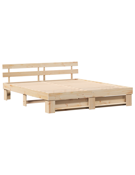 Struttura del letto Marrone 200 x 200 cm Legno di pino massello
