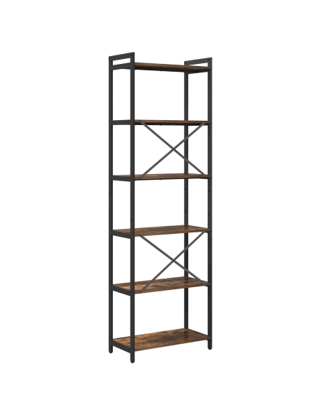 Libreria Rovere fumo 60 x 30 x 188 cm MDF e Acciaio