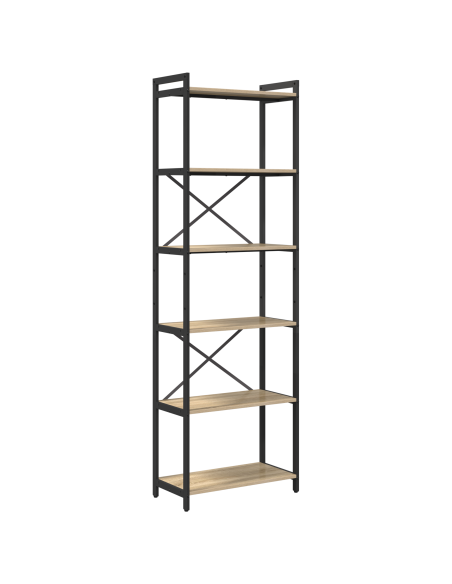 Libreria rovere sonoma 60 x 30 x 188 cm MDF e Acciaio