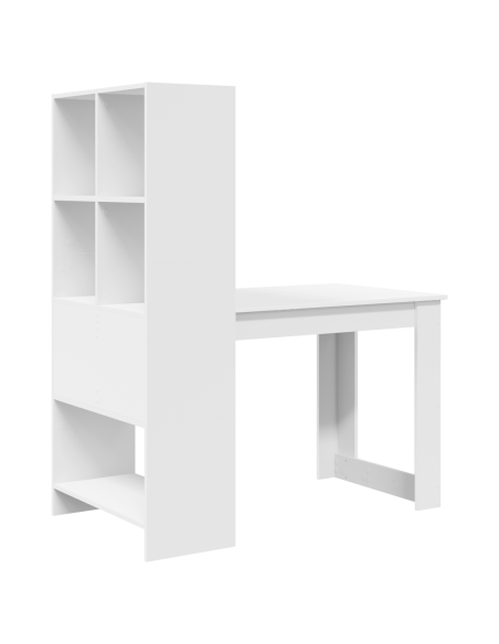 Scrivania con lo scaffale con archiviazione Bianco 122 x 67 x 145 cm