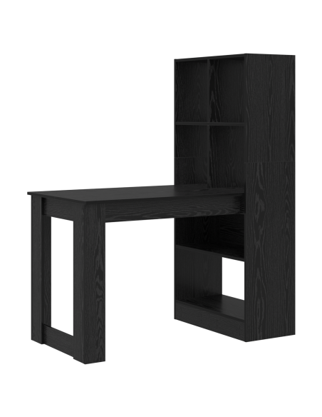 Scrivania con lo scaffale con archiviazione Rovere nero 122 x 67 x 145 cm