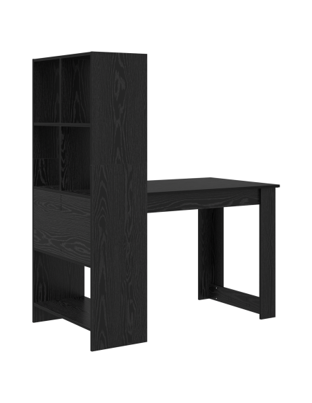 Scrivania con lo scaffale con archiviazione Rovere nero 122 x 67 x 145 cm