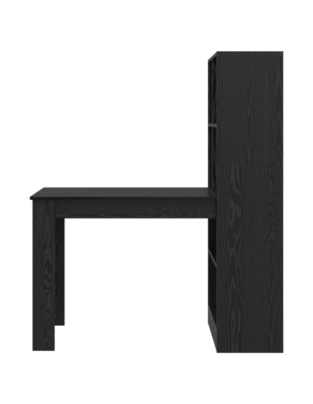 Scrivania con lo scaffale con archiviazione Rovere nero 122 x 67 x 145 cm