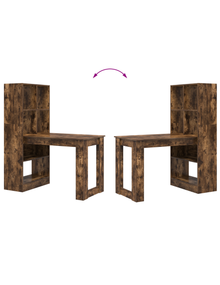 Scrivania con lo scaffale con archiviazione Rovere fumo 122 x 67 x 145 cm