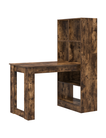Scrivania con lo scaffale con archiviazione Rovere fumo 122 x 67 x 145 cm