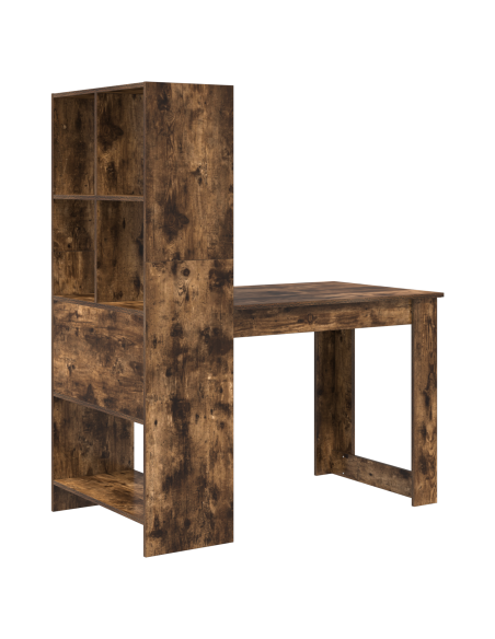 Scrivania con lo scaffale con archiviazione Rovere fumo 122 x 67 x 145 cm