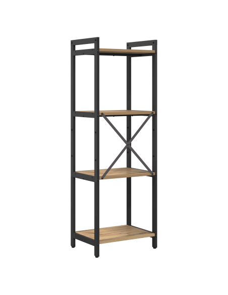 Libreria rovere artigianale 40 x 30 x 118 cm Legno e Acciaio