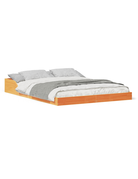 Struttura del letto Cera marrone 135 x 190 cm Legno di pino